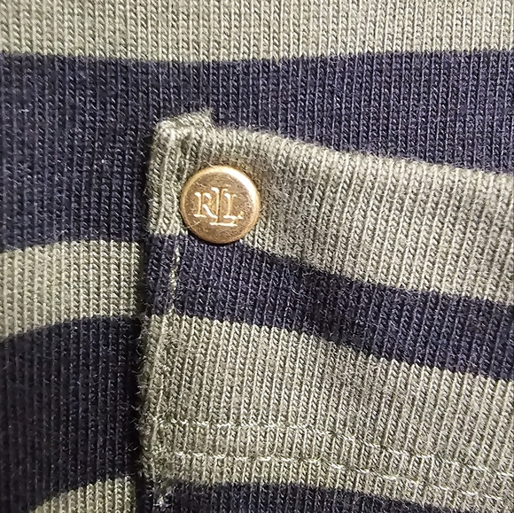 Lauren Ralph Lauren Green Olive and Black Stripe Long Sleeve Shirt Academia - Picture 8 of 8